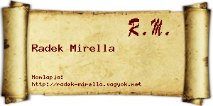 Radek Mirella névjegykártya